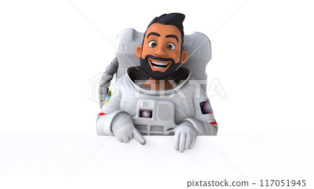 Fun 3D cartoon illustration of an asian astronaut Fun 3D cartoon illustration of an asian astronaut 117051945