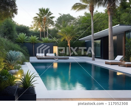Landscape with pool 117052308