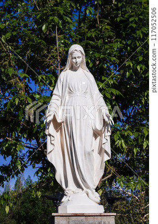 statue of Virgin Mary at the Cathedral of the Sacred Heart of Jesus in Tashkent in Uzbekistan statue of Virgin Mary at the Cathedral of the Sacred Heart of Jesus in Tashkent in Uzbekistan 117052506
