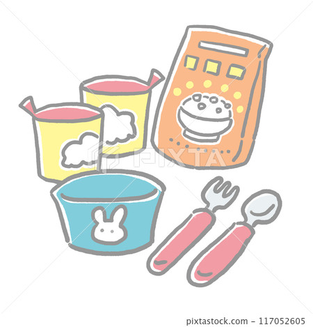 插畫嬰兒嬰兒嬰兒食品 插畫嬰兒嬰兒嬰兒食品 117052605