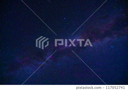 starry night sky with stars, galaxies and bright multicolored milky way 117052741