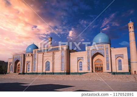 ancient medieval Muslim Islamic mosque Hazrati Imam. Architectural complex Hast Imom in Tashkent in Uzbekistan ancient medieval Muslim Islamic mosque Hazrati Imam. Architectural complex Hast Imom in Tashkent in Uzbekistan 117052891