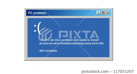 Critical error of operating system. Blue screen of death. Critical error of operating system. Blue screen of death. 117053267