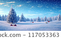 A Christmas scene with a white tree and snow 117053363
