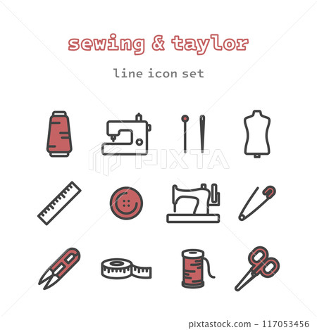 sewing and taylor line icon set sewing and taylor line icon set 117053456