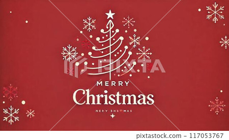 雪花紅色背景聖誕卡 117053767