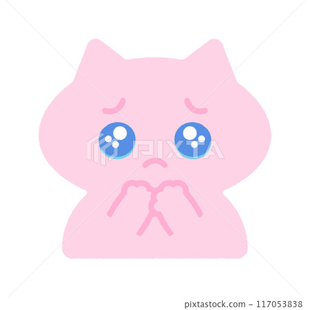 Cute cat with teary eyes - animal design with expression like sad emoji 117053838