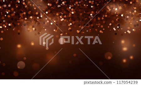 brown holiday background with Christmas transparent spots glare and shine glitter. New year design 117054239