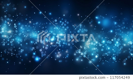 blue holiday background with Christmas transparent spots glare and shine glitter. New year design 117054249