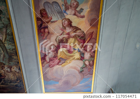 interiors of Salem abbey church, bavaria, germany interiors of Salem abbey church, bavaria, germany 117054471