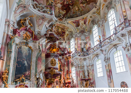 interiors of  Birnau basilica, bavaria, germany 117054488
