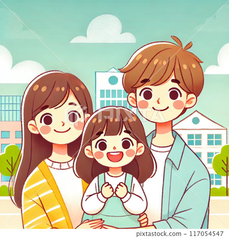 Illustration material of a family holding a girl 117054547