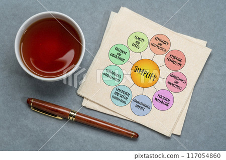 Simplify, the idea of reducing complexity, streamlining processes, and focusing on what truly matters, infographics diagram. Simplify, the idea of reducing complexity, streamlining processes, and focusing on what truly matters, infographics diagram. 117054860