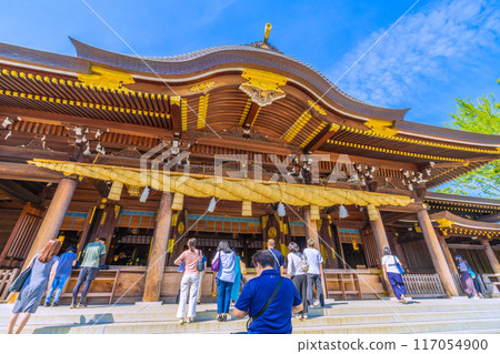 Samukawa cityscape in Japan, overlooking the main hall of Samukawa Shrine, Ichinomiya of Sagami Province, July 21, 2024 117054900