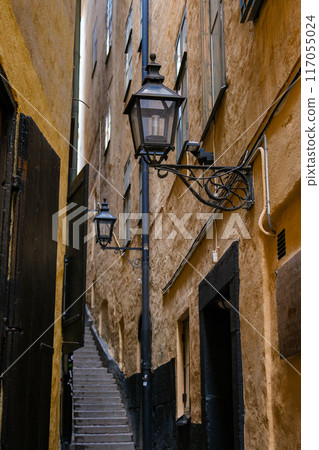 The narrowest street in the world (Marten Trotzig's alley) in Stockholm, Sweden 117055024