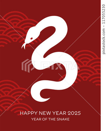 Chinese new year of the snake 2025 minimalist vector card illustration Chinese new year of the snake 2025 minimalist vector card illustration 117055230