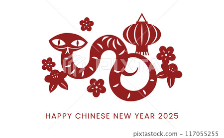 Chinese new year of the snake 2025 paper cutting snake silhouette 117055255