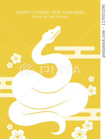 Happy chinese new year of the snake 2025 card with oriental pattern Happy chinese new year of the snake 2025 card with oriental pattern 117055290