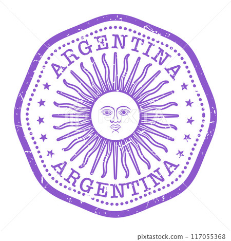 Argentine Republic state stamp with sun, shabby travel stamp with state seal, Argentine postmark, vector Argentine Republic state stamp with sun, shabby travel stamp with state seal, Argentine postmark, vector 117055368