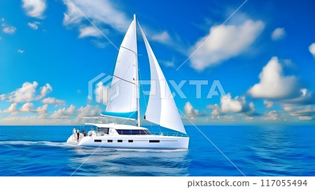 Luxurious catamaran on the mexican caribbean sea 117055494