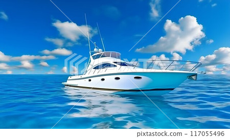 Luxurious yacht on the mexican caribbean sea Luxurious yacht on the mexican caribbean sea 117055496