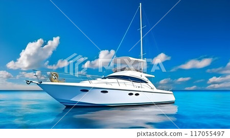 Luxurious yacht on the mexican caribbean sea Luxurious yacht on the mexican caribbean sea 117055497