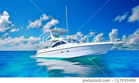 Luxurious yacht on the mexican caribbean sea 117055498