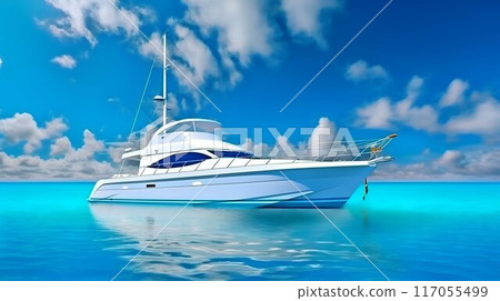 Luxurious yacht on the mexican caribbean sea 117055499