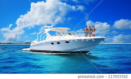 Luxurious yacht on the mexican caribbean sea Luxurious yacht on the mexican caribbean sea 117055502