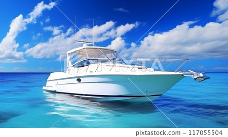 Luxurious yacht on the mexican caribbean sea Luxurious yacht on the mexican caribbean sea 117055504