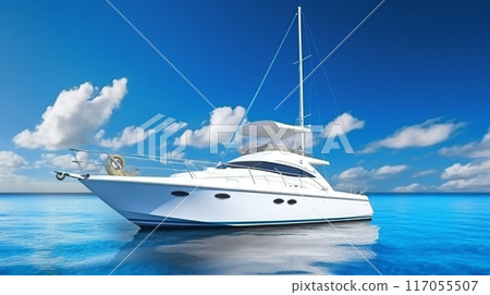 Luxurious yacht on the mexican caribbean sea 117055507