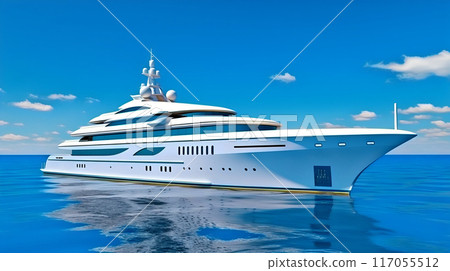 Luxurious yacht in the mexican caribbean seaLuxurious yacht on the mexican caribbean sea 117055512