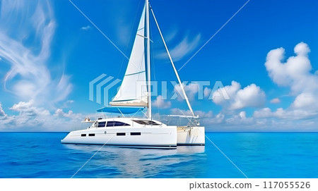 Luxurious catamaran on the mexican caribbean sea 117055526