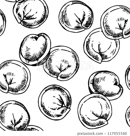 seamless pattern of dumplings, illustration in sketch style. vector print seamless pattern of dumplings, illustration in sketch style. vector print 117055580