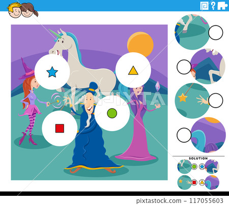 match the pieces game with cartoon fantasy characters match the pieces game with cartoon fantasy characters 117055603