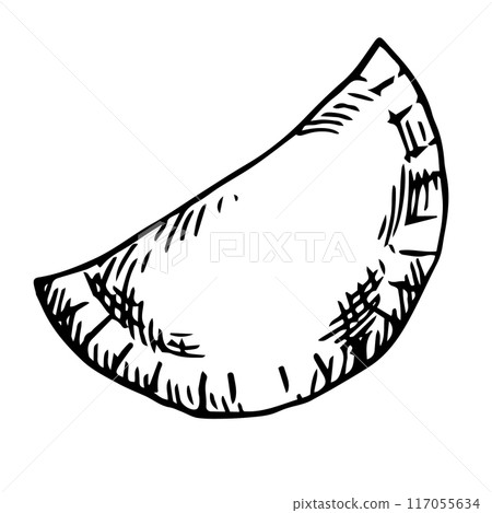 dumpling, illustration in sketch style. frozen convenience food 117055634