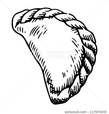 dumpling, illustration in sketch style. frozen convenience food 117055639