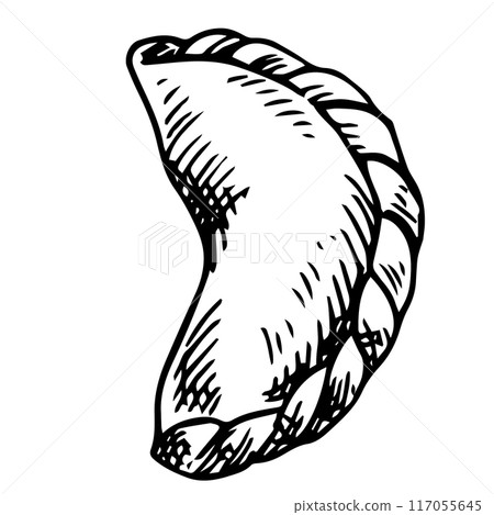 dumpling, illustration in sketch style. frozen convenience food 117055645