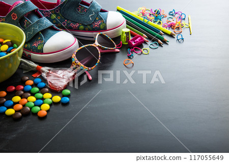 kids stuff and sweets 117055649