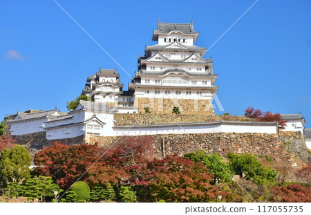 姬路城在秋天的天空中閃閃發光 117055735