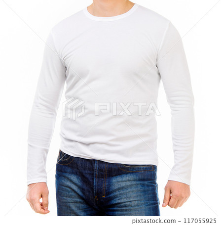 man in a white shirt with long sleeves man in a white shirt with long sleeves 117055925