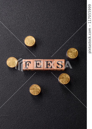 Inscription Fees with wooden cubes, conceptual background with copy space Inscription Fees with wooden cubes, conceptual background with copy space 117055999