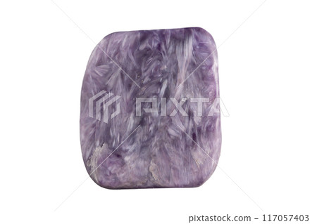 natural violet charoite gem on the white isolated background 117057403