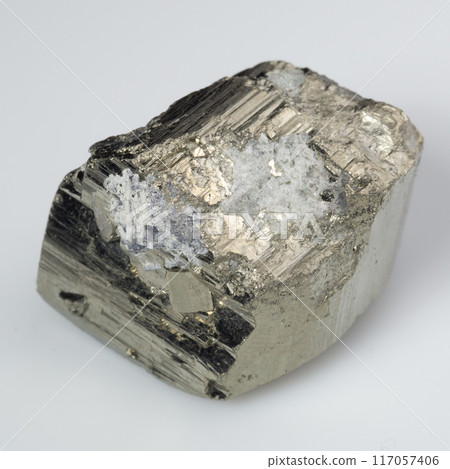 natural silver pyrite gem on the white background 117057406