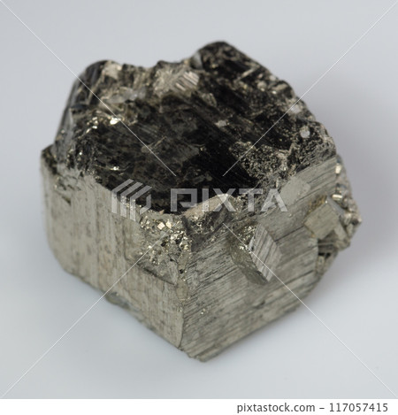 natural silver pyrite gem on the white background 117057415