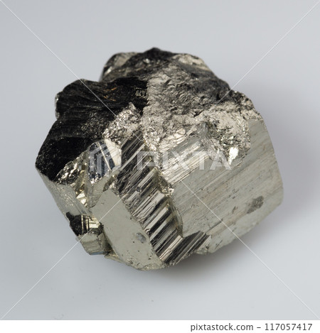natural silver pyrite gem on the white background 117057417