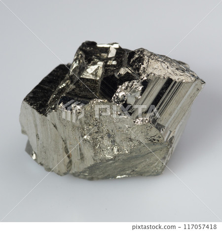 natural silver pyrite gem on the white background 117057418