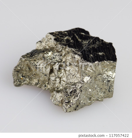 natural silver pyrite gem on the white background 117057422