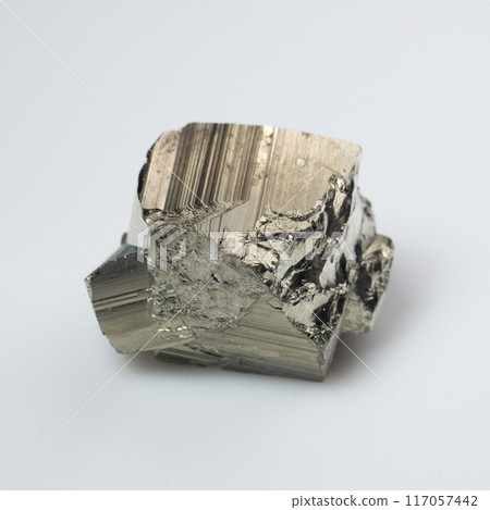 natural silver pyrite gem on the white background 117057442