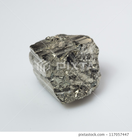 natural silver pyrite gem on the white background 117057447